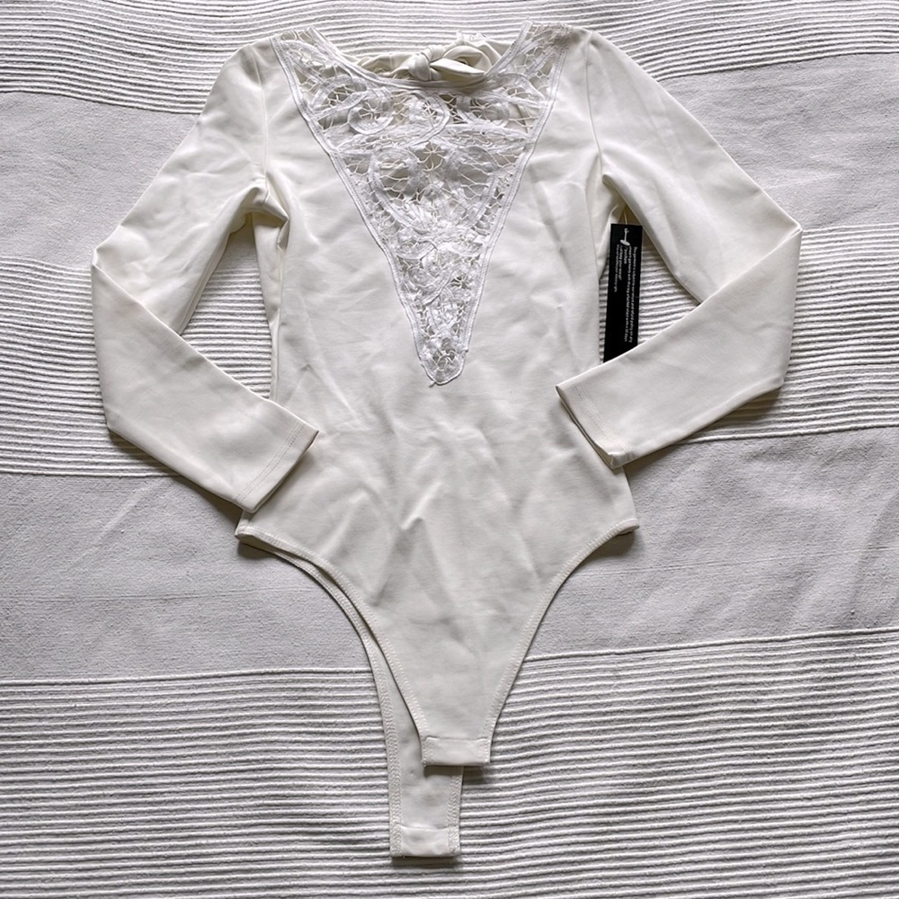 WYLDR Ivory Sacred Bodysuit With Lace XS